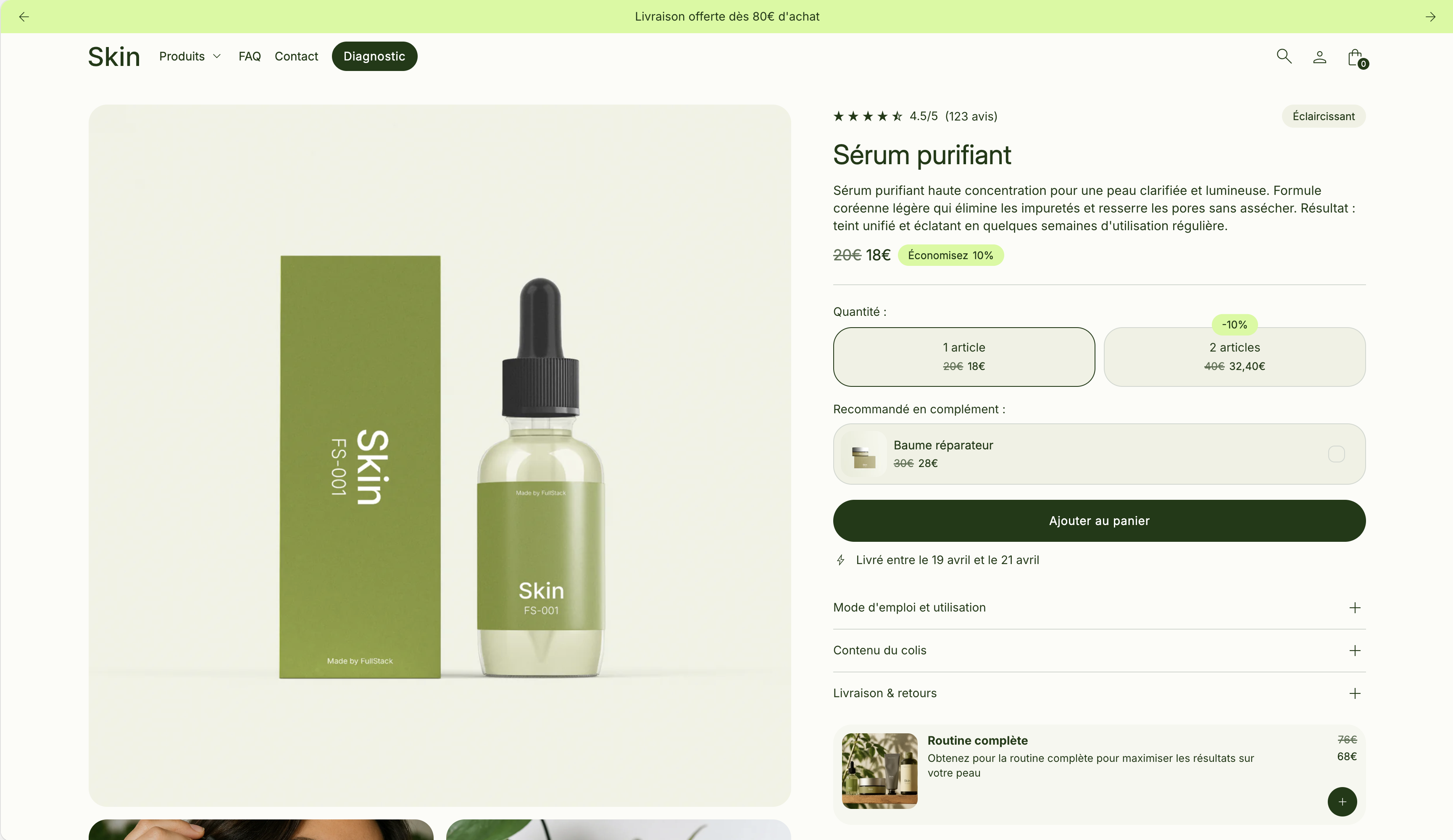 Flacon de vitamines post partum multi vitamines jm avec trois gélules à côté sur fond beige.
